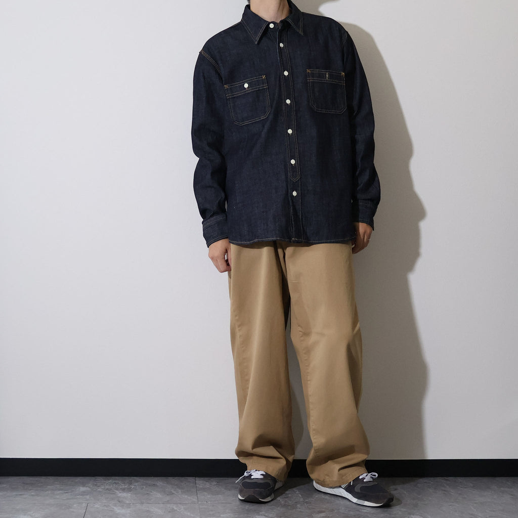 HOUSTON / 40511 DENIM WORK SHIRT USA COTTON ONE WASH
