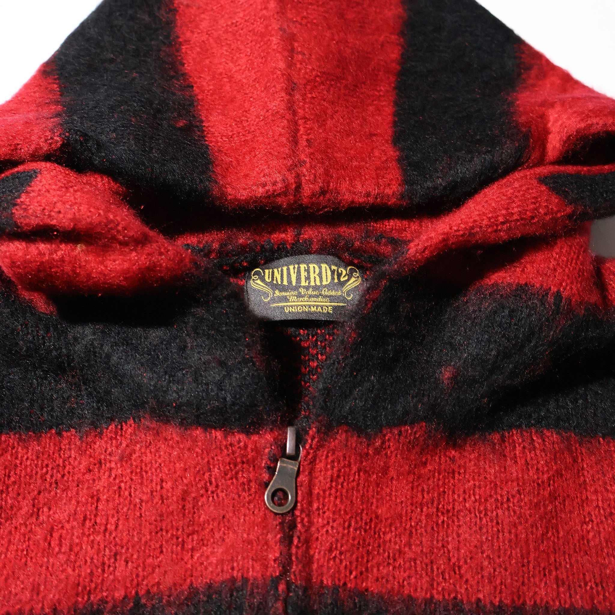 UNIVERD72 / 22335 MOHAIR TOUCH ZIP PARKA  RED (BORDER)
