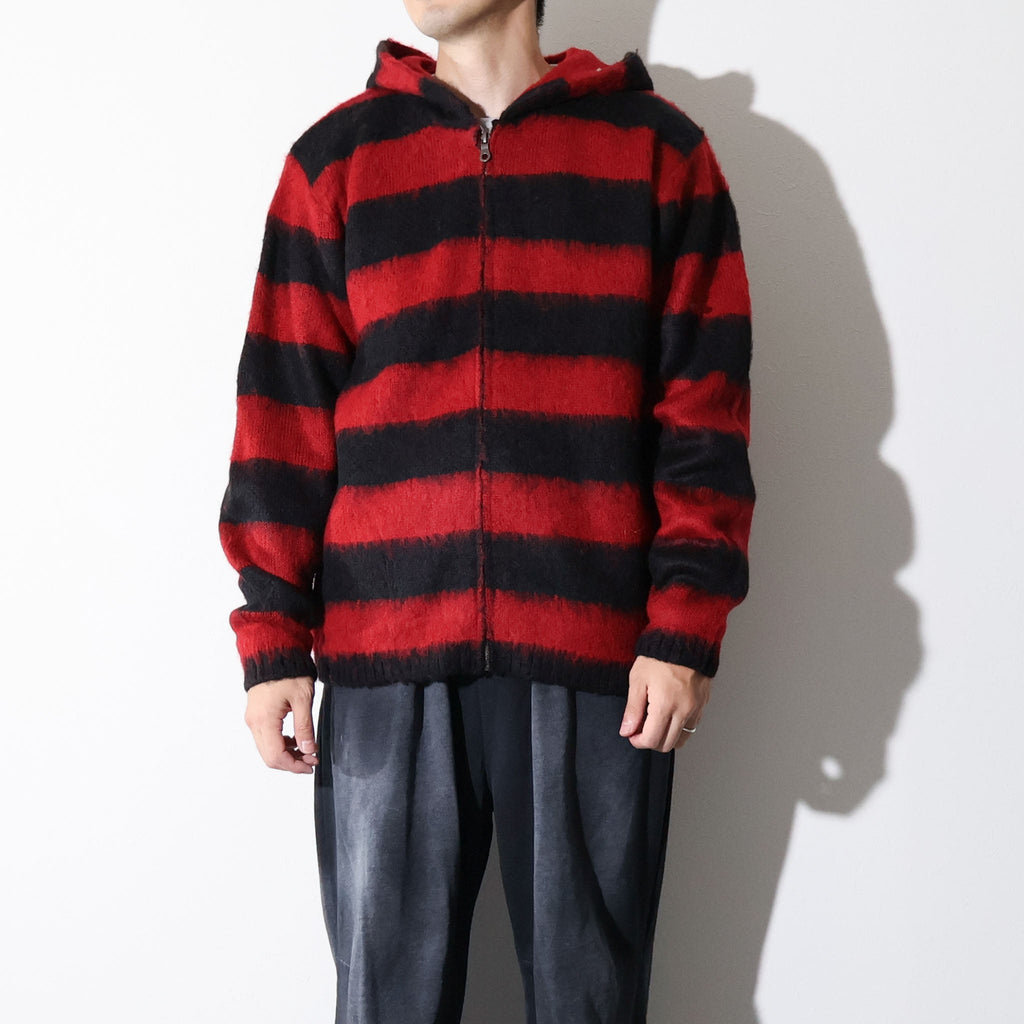 UNIVERD72 / 22335 MOHAIR TOUCH ZIP PARKA  RED (BORDER)