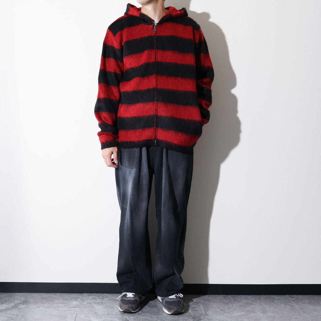 UNIVERD72 / 22335 MOHAIR TOUCH ZIP PARKA  RED (BORDER)