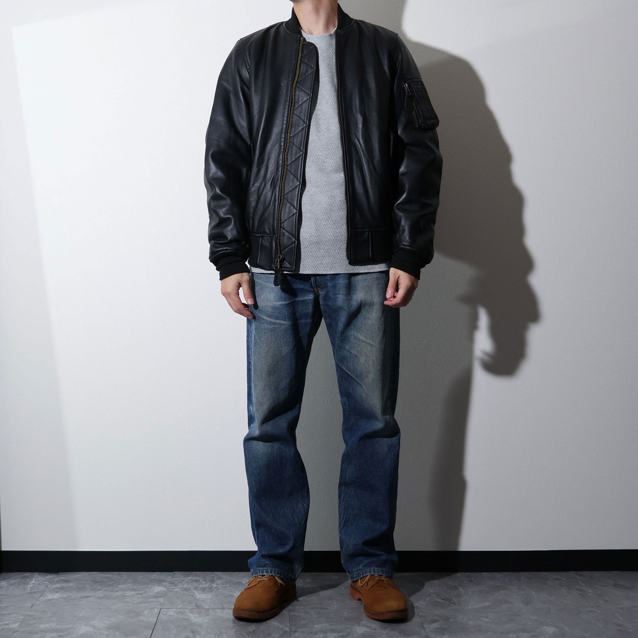 HOUSTON / 8191 SHEEP LEATHER MA-1 FLIGHT JACKET