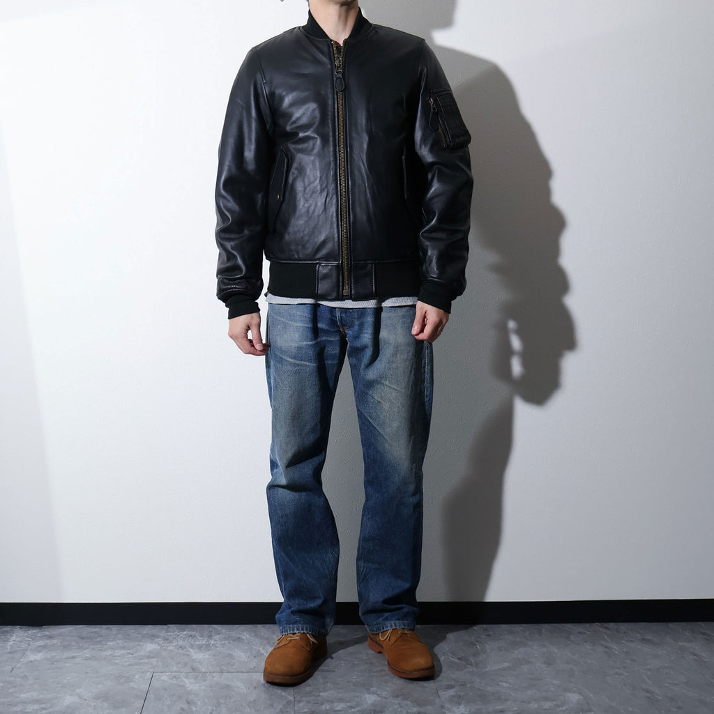HOUSTON / 8191 SHEEP LEATHER MA-1 FLIGHT JACKET