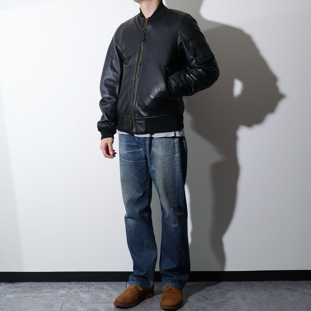 HOUSTON / 8191 SHEEP LEATHER MA-1 FLIGHT JACKET