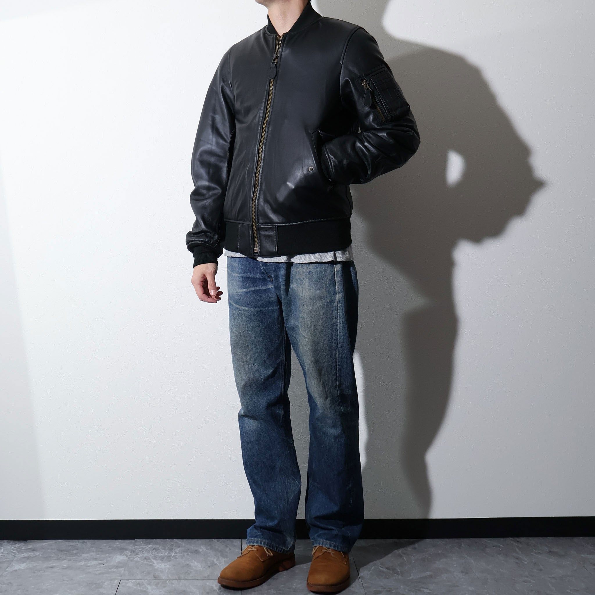 HOUSTON / 8191 SHEEP LEATHER MA-1 FLIGHT JACKET