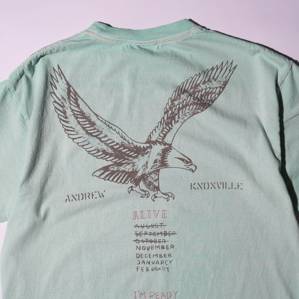 HOUSTON / 22423 PIGMENT PRINT TEE (ARMY) MADE IN JAPAN