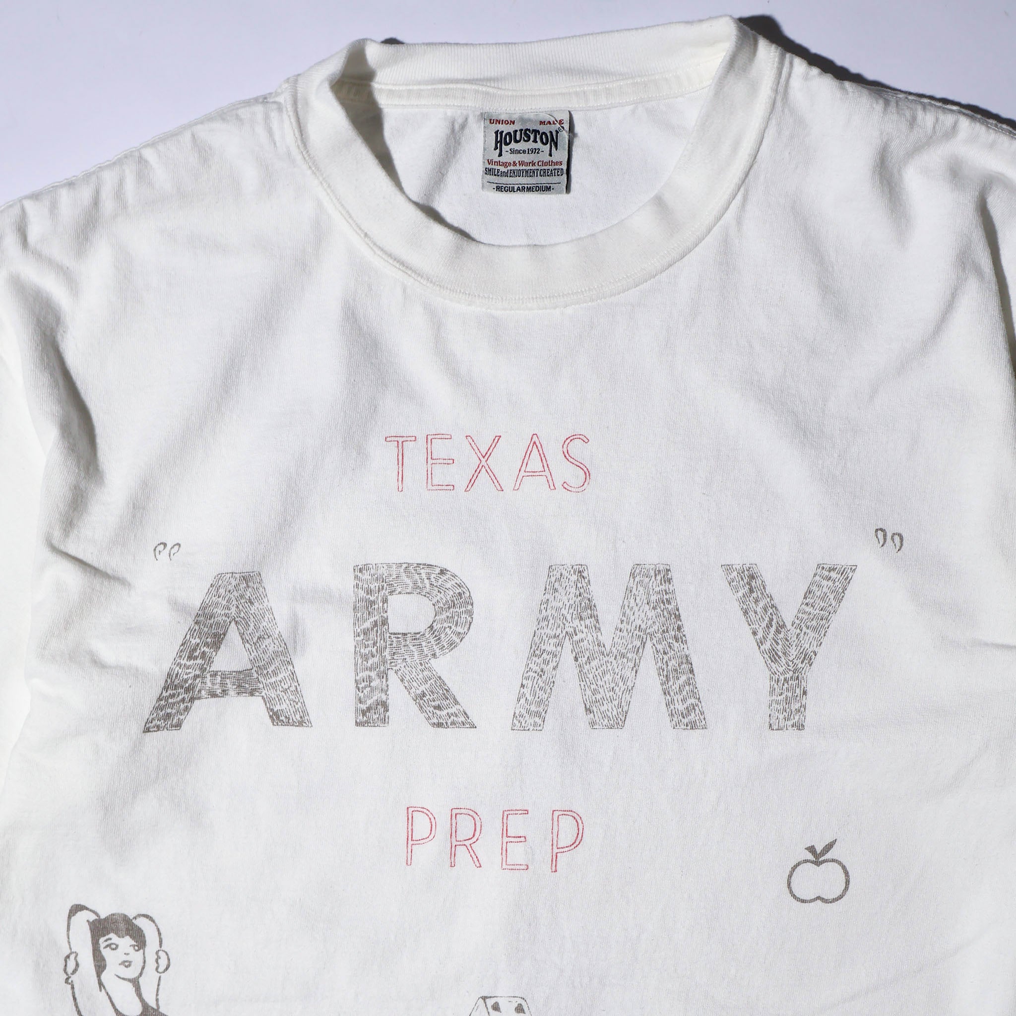 HOUSTON / 22423 PIGMENT PRINT TEE (ARMY) MADE IN JAPAN