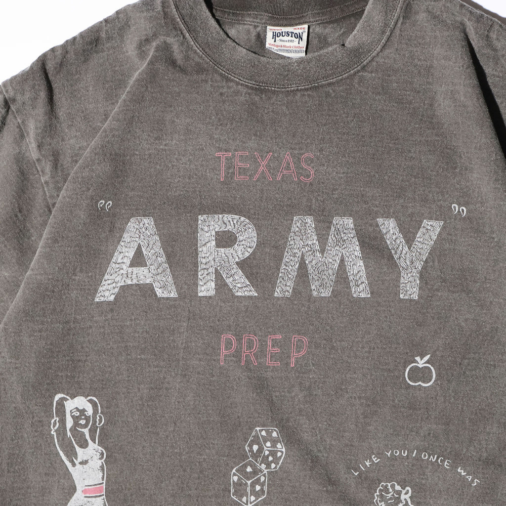 HOUSTON / 22423 PIGMENT PRINT TEE (ARMY) MADE IN JAPAN