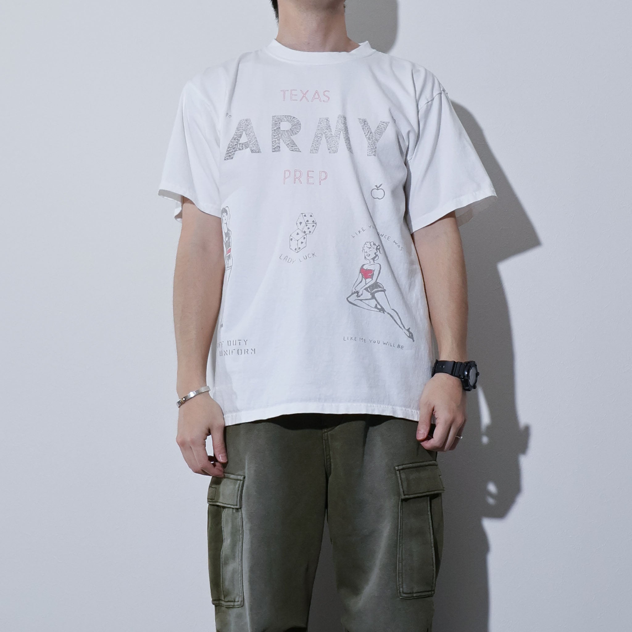 HOUSTON / 22423 PIGMENT PRINT TEE (ARMY) MADE IN JAPAN - TRUTH