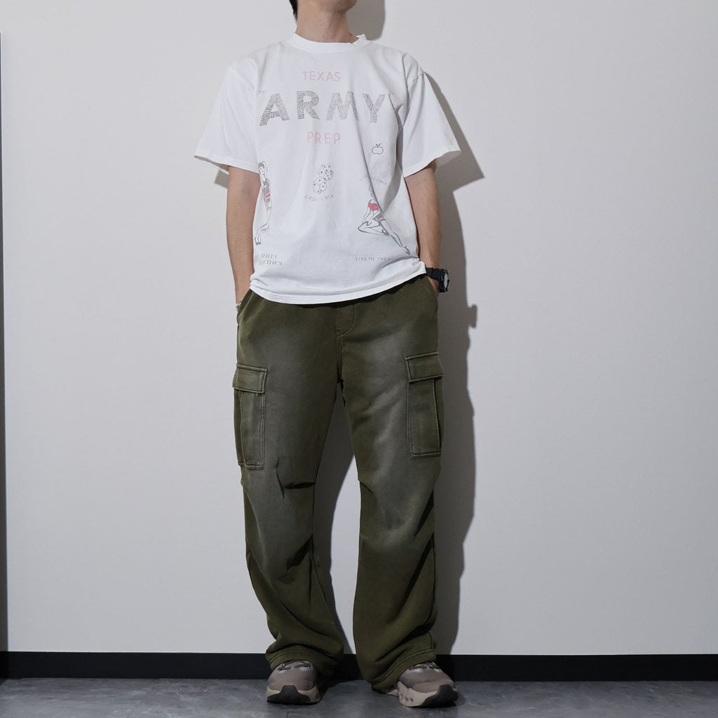 HOUSTON / 22423 PIGMENT PRINT TEE (ARMY) MADE IN JAPAN - TRUTH