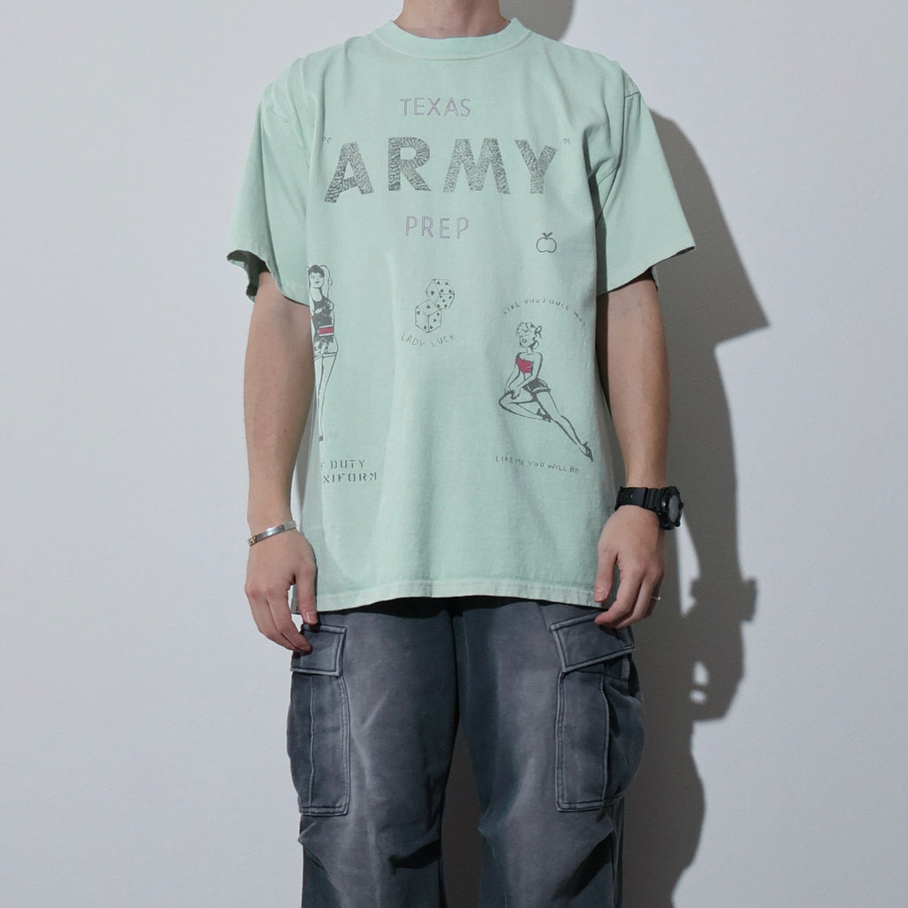 HOUSTON / 22423 PIGMENT PRINT TEE (ARMY) MADE IN JAPAN - TRUTH