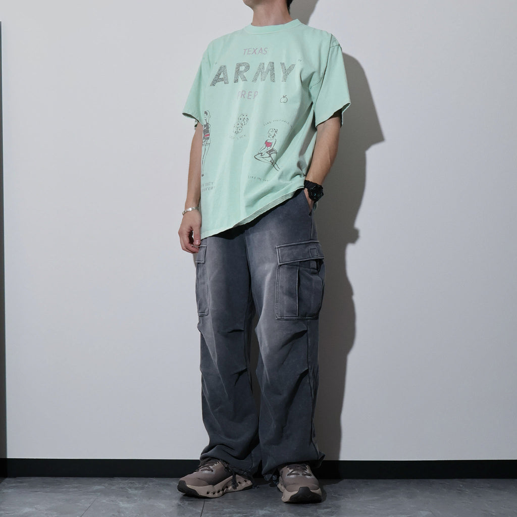 HOUSTON / 22423 PIGMENT PRINT TEE (ARMY) MADE IN JAPAN - TRUTH