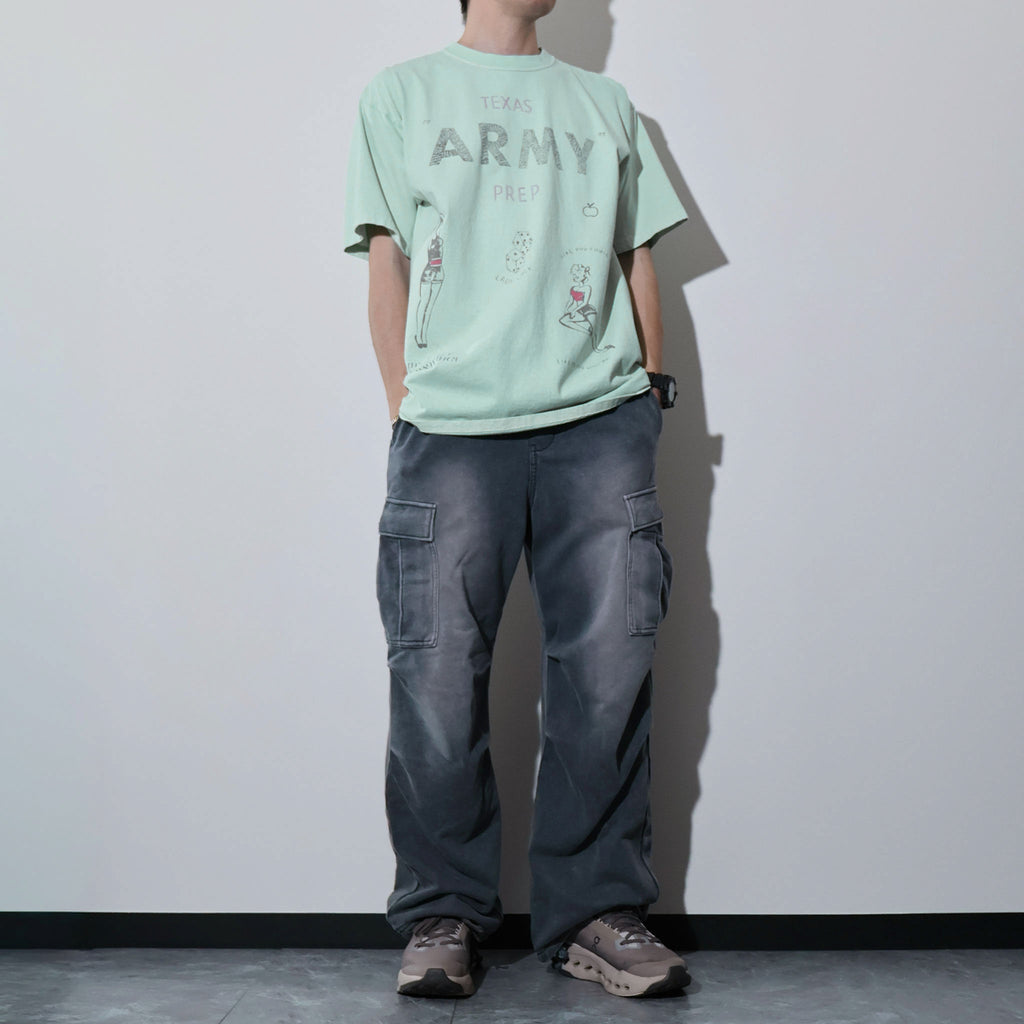 HOUSTON / 22423 PIGMENT PRINT TEE (ARMY) MADE IN JAPAN - TRUTH