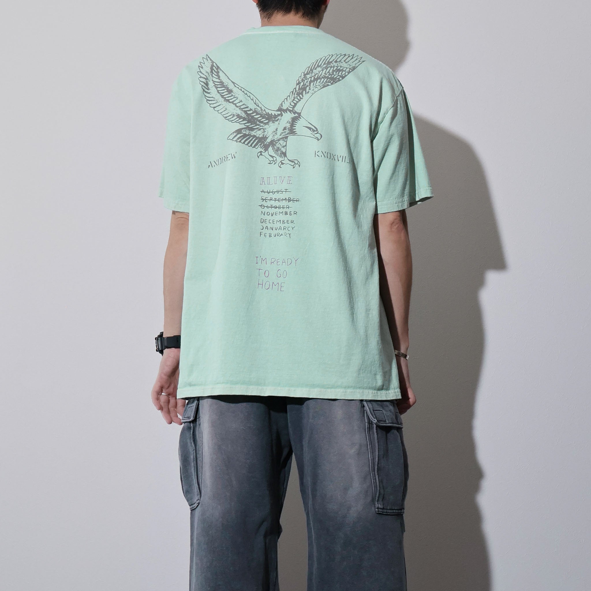 HOUSTON / 22423 PIGMENT PRINT TEE (ARMY) MADE IN JAPAN - TRUTH