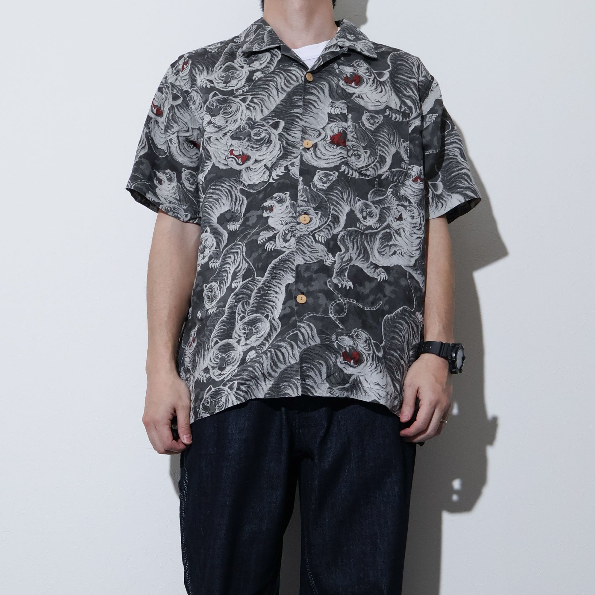 HOUSTON 41356 アロハシャツ 日本製 百虎 染め インディゴ 藍染め - TRUTH