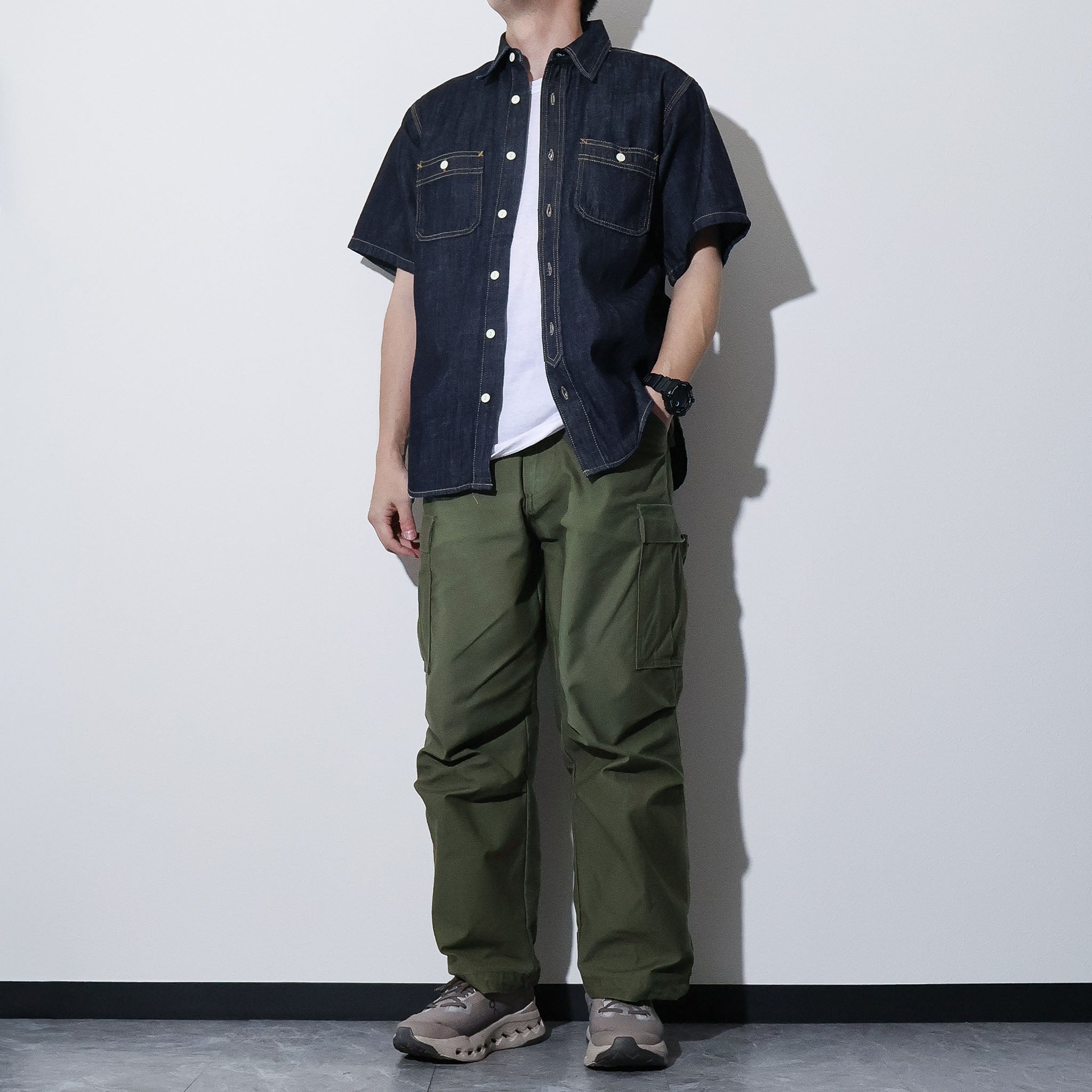 HOUSTON / 41341 US COTTON DENIM S/S WORK SHIRT - TRUTH