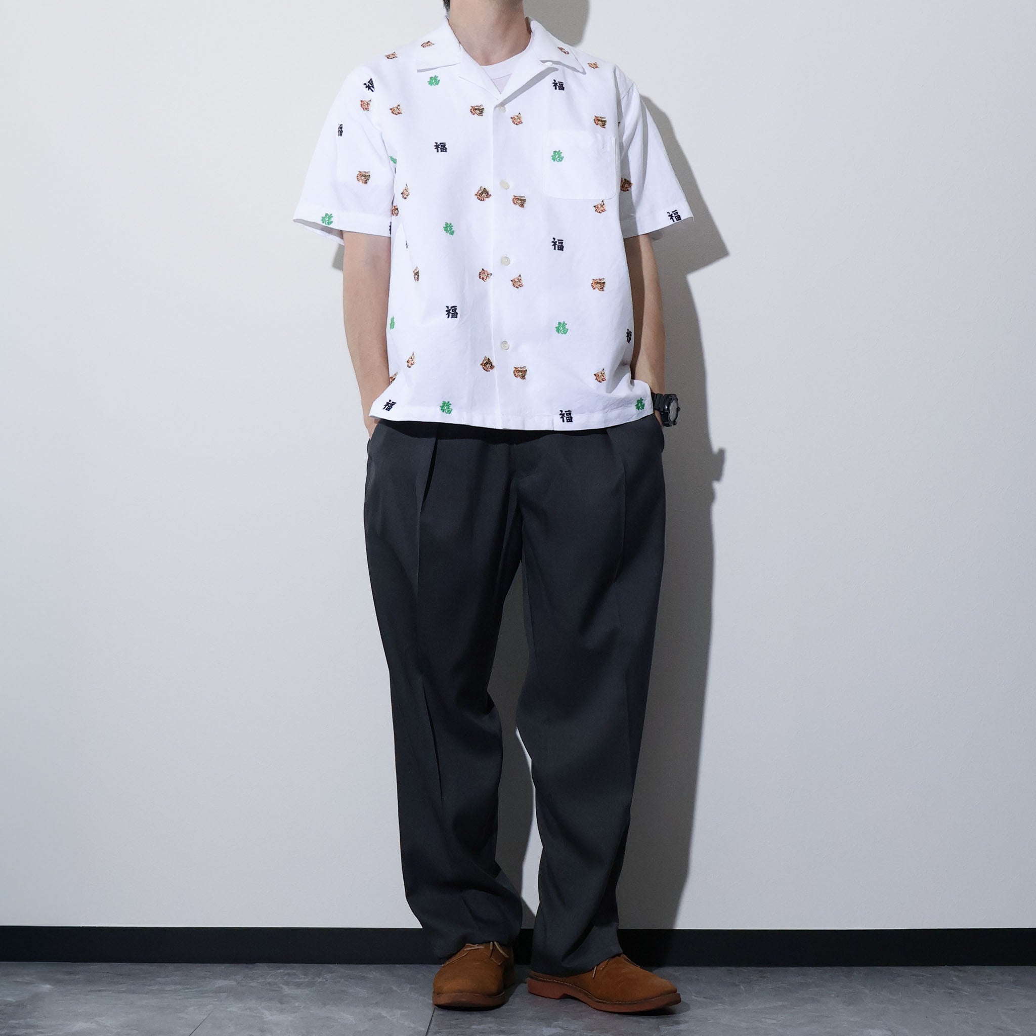 HOUSTON / 41346 OXFORD EMBROIDERY S/S SHIRT (VIETNUM) - TRUTH