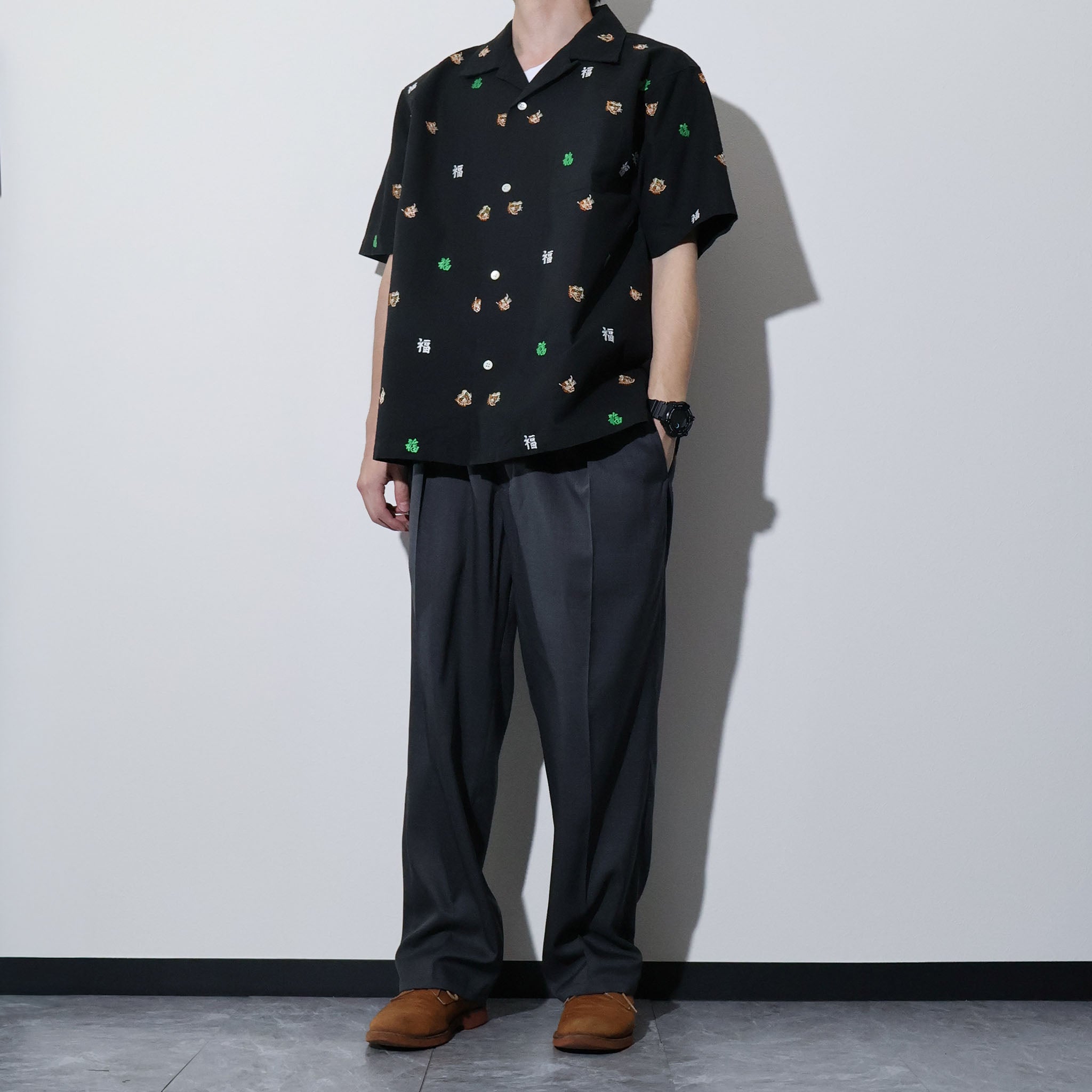 HOUSTON / 41346 OXFORD EMBROIDERY S/S SHIRT (VIETNUM) - TRUTH