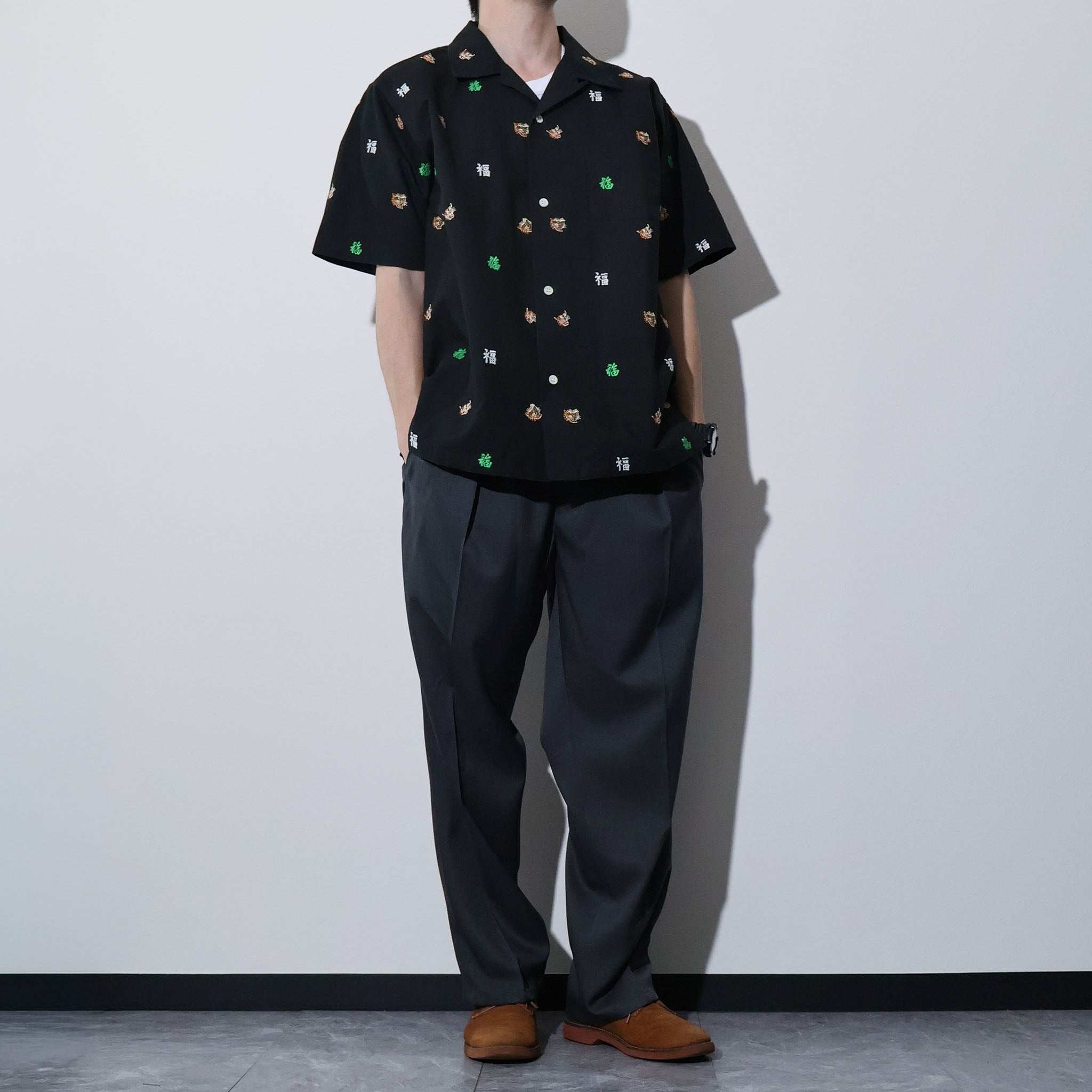 HOUSTON / 41346 OXFORD EMBROIDERY S/S SHIRT (VIETNUM) - TRUTH