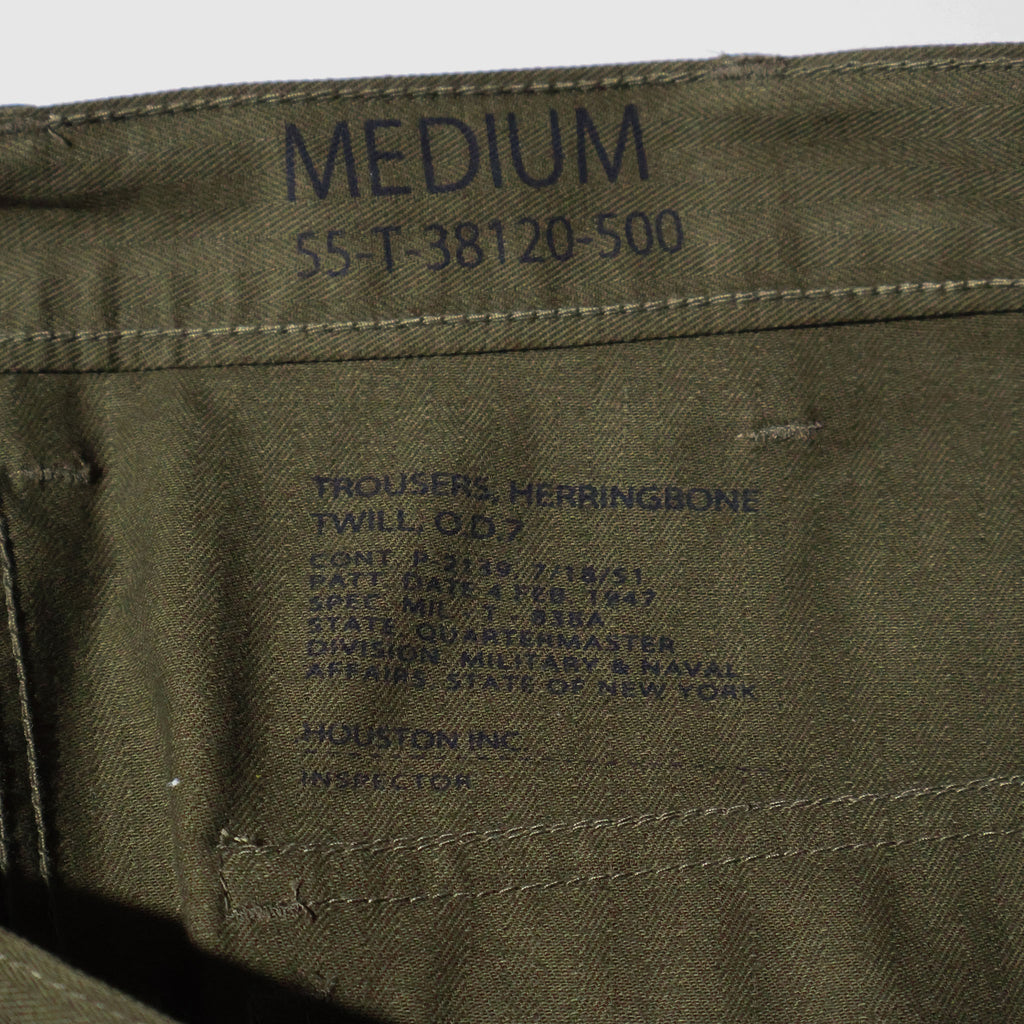 HOUSTON / 10158 U.S.ARMY HBT UTILITY TROUSERS (TAPERD) OLIVE