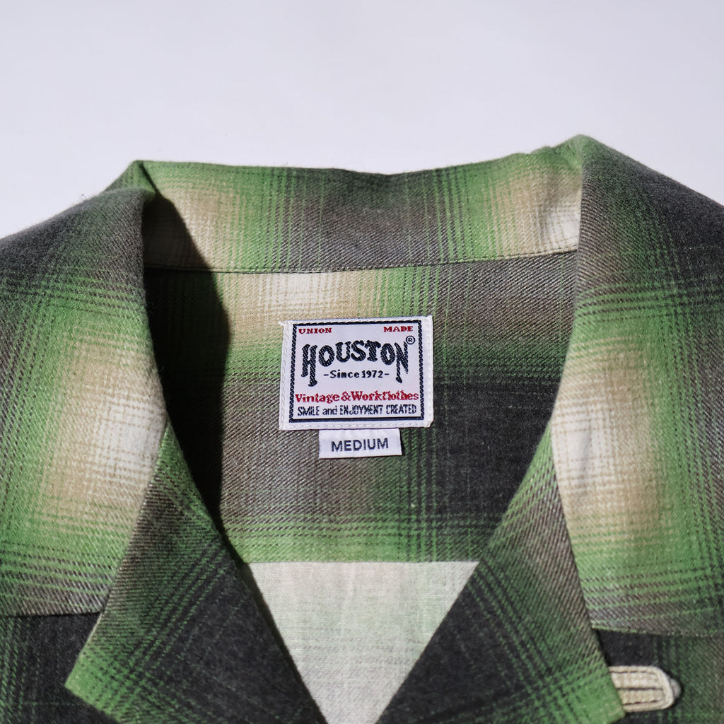 HOUSTON / 41358 PRINT FLANNEL OPEN COLLAR SHIRT