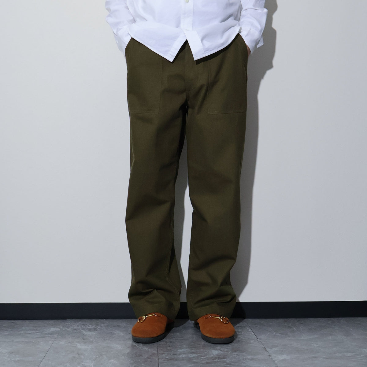 HOUSTON / 10158 U.S.ARMY HBT UTILITY TROUSERS (TAPERD) OLIVE