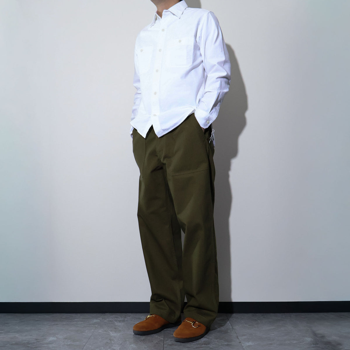 HOUSTON / 10158 U.S.ARMY HBT UTILITY TROUSERS (TAPERD) OLIVE