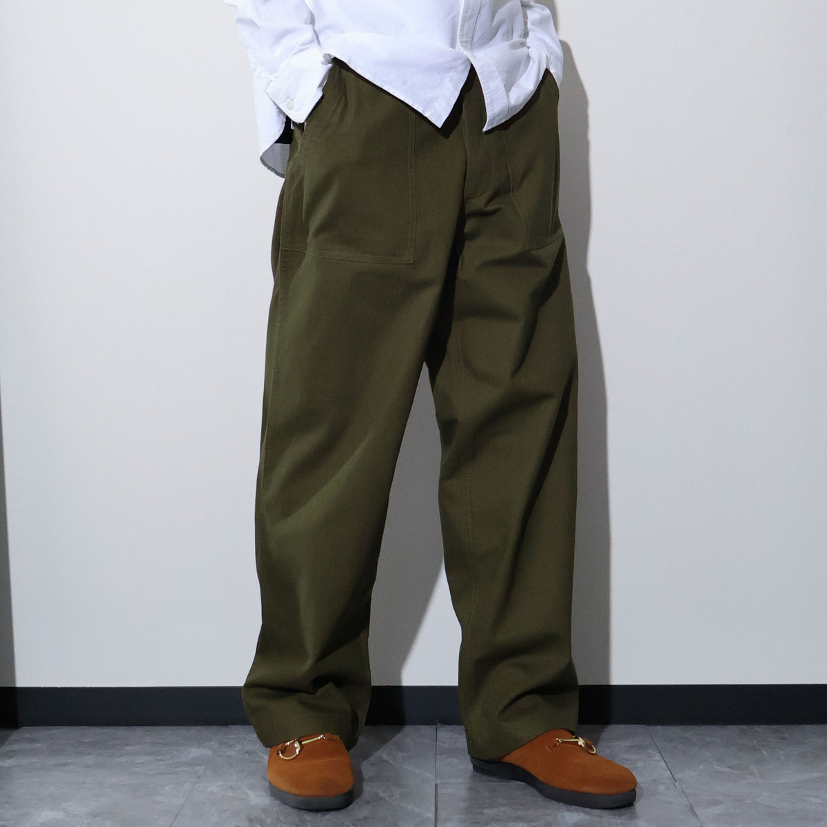 HOUSTON / 10158 U.S.ARMY HBT UTILITY TROUSERS (TAPERD) OLIVE