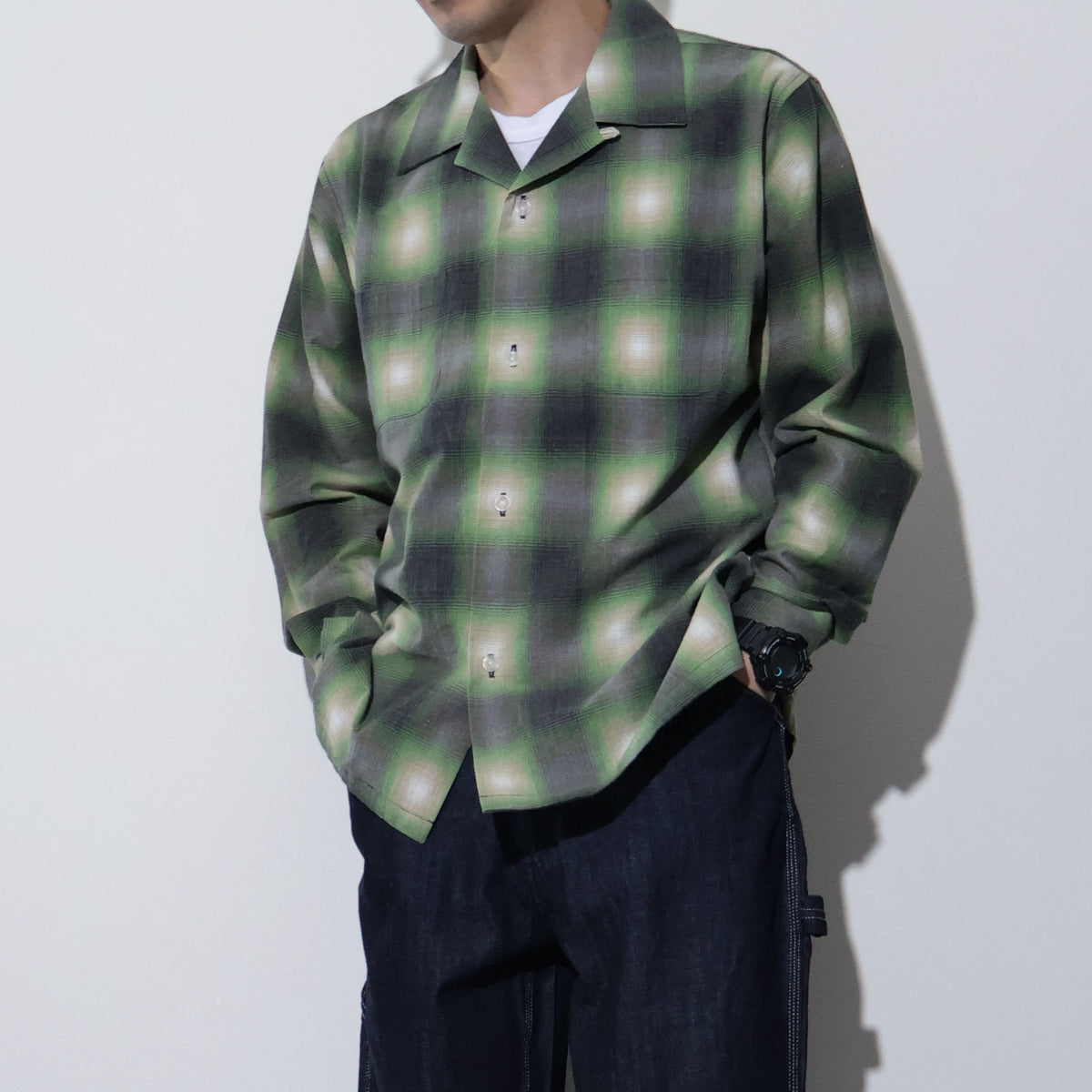 HOUSTON / 41358 PRINT FLANNEL OPEN COLLAR SHIRT