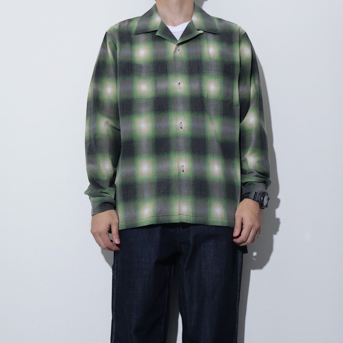 HOUSTON / 41358 PRINT FLANNEL OPEN COLLAR SHIRT