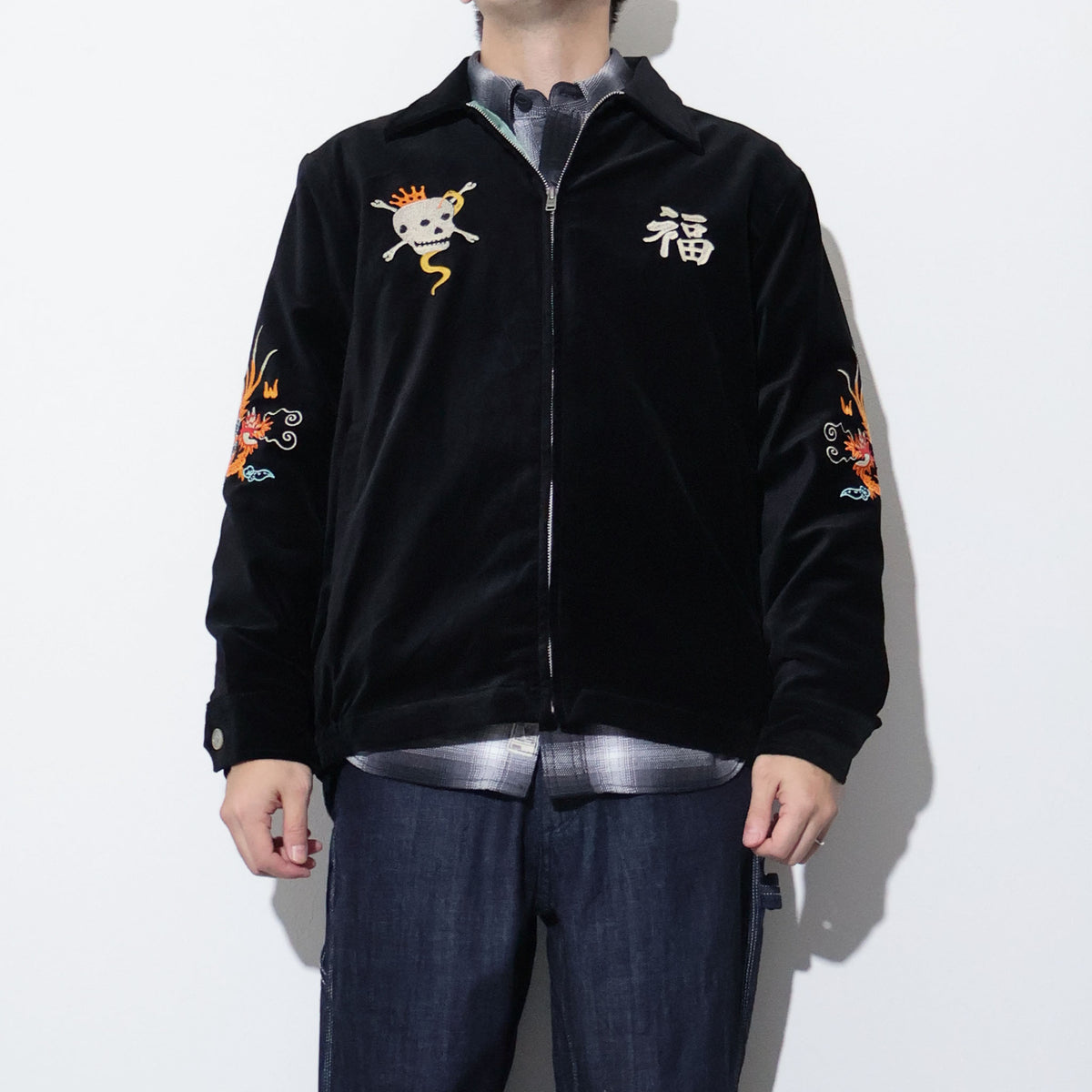 HOUSTON / 51641 VELVETEEN VIETNAM JACKET (SKULL)