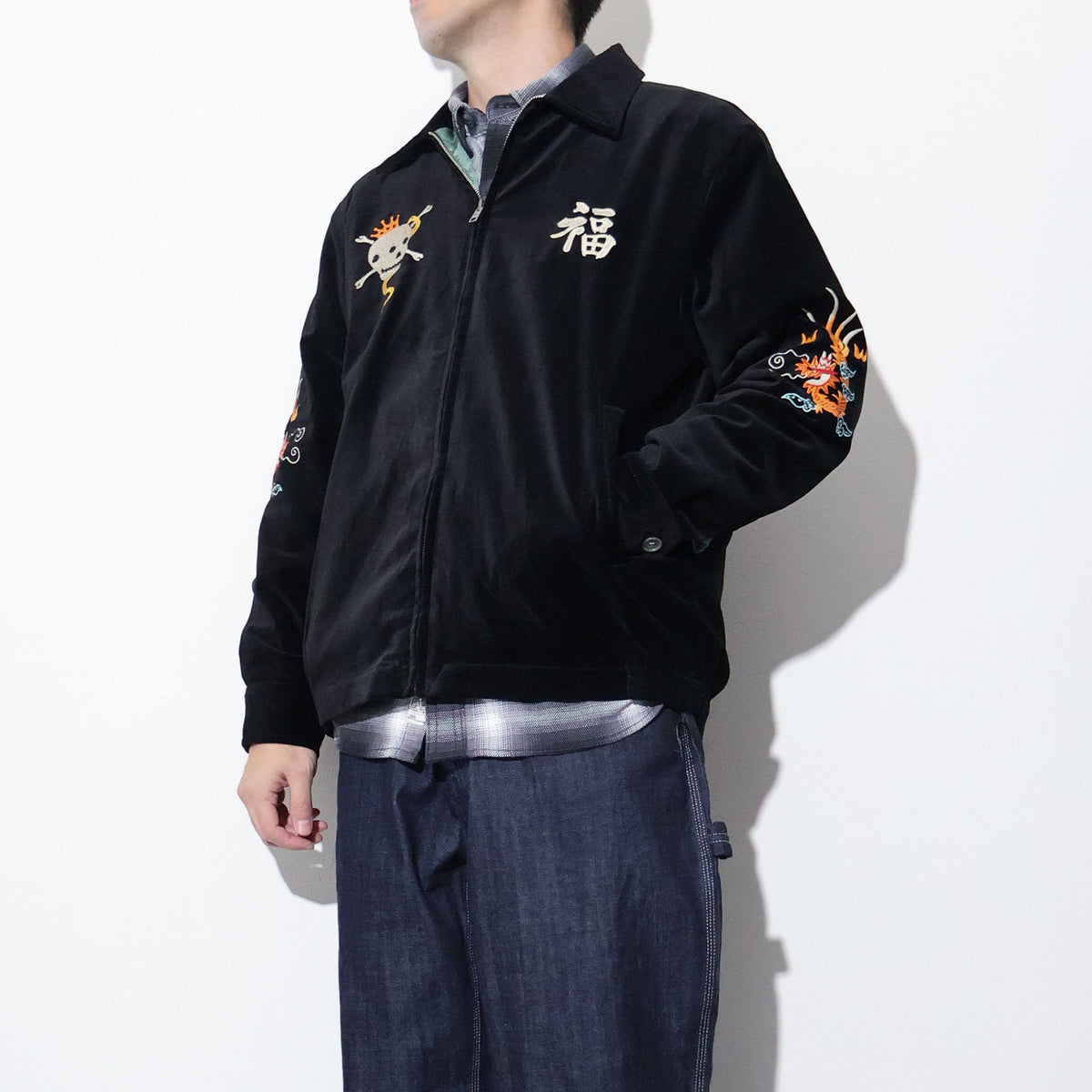 HOUSTON / 51641 VELVETEEN VIETNAM JACKET (SKULL)