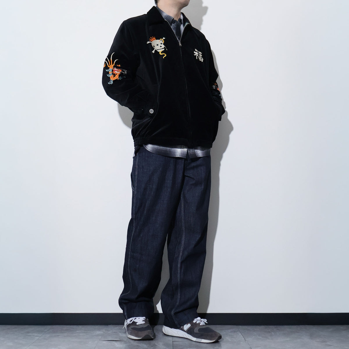 HOUSTON / 51641 VELVETEEN VIETNAM JACKET (SKULL)