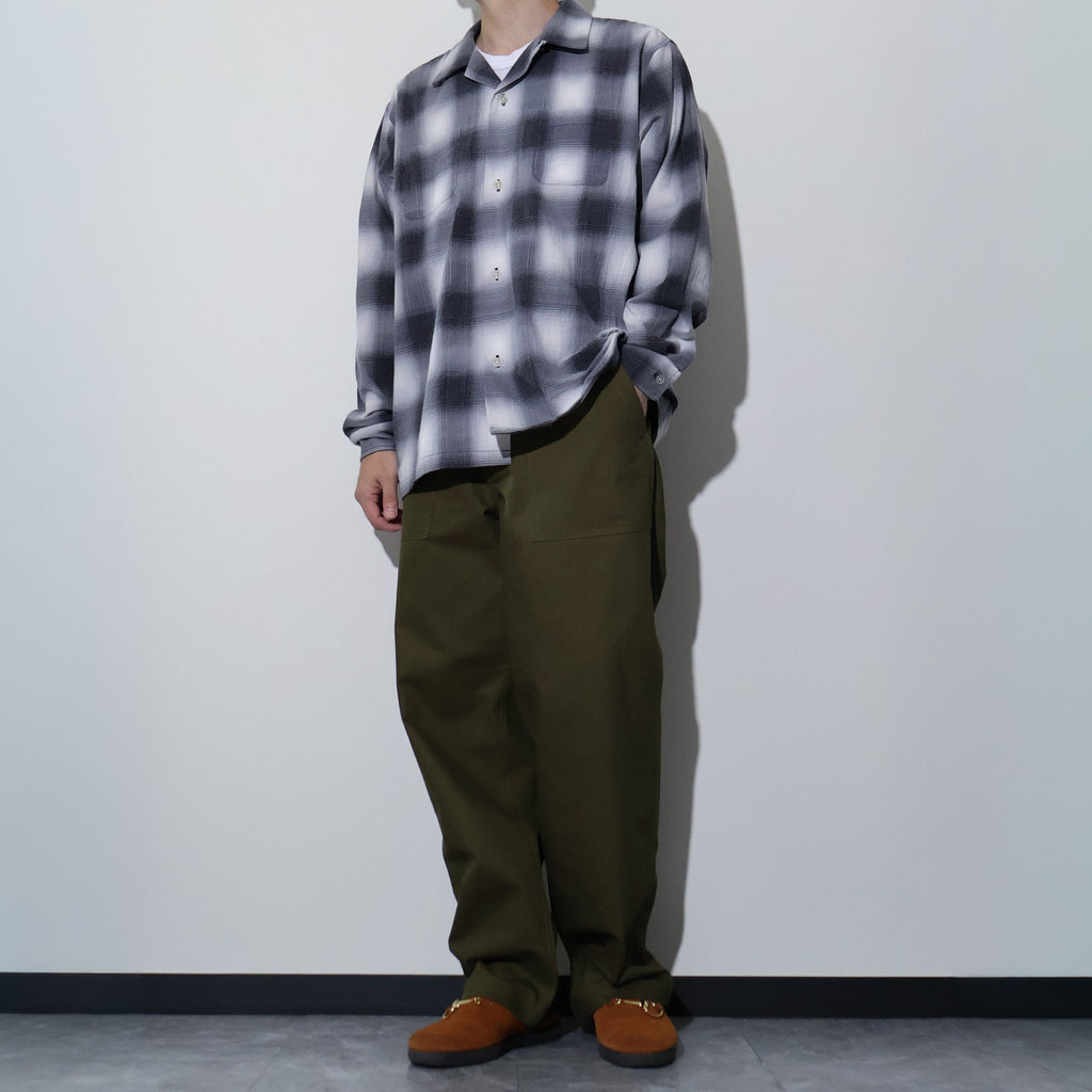 HOUSTON / 41358 PRINT FLANNEL OPEN COLLAR SHIRT