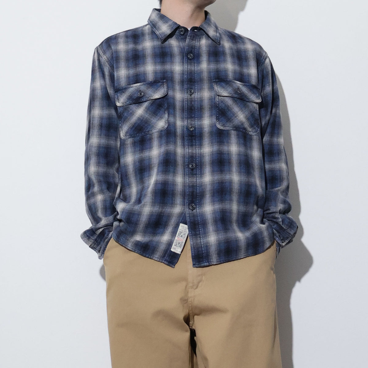 HOUSTON / 41371 VINTAGE OMBRE CHECK FLANNEL SHIRT