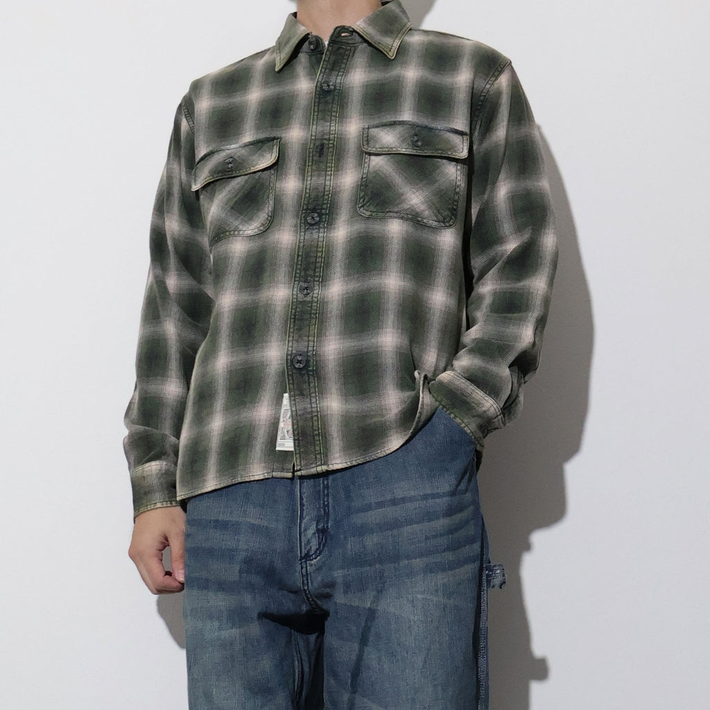 HOUSTON / 41371 VINTAGE OMBRE CHECK FLANNEL SHIRT
