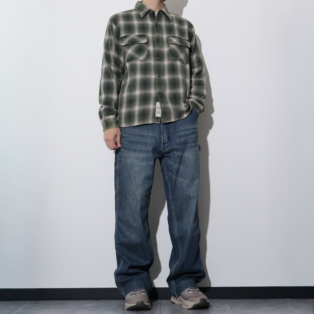 HOUSTON / 41371 VINTAGE OMBRE CHECK FLANNEL SHIRT