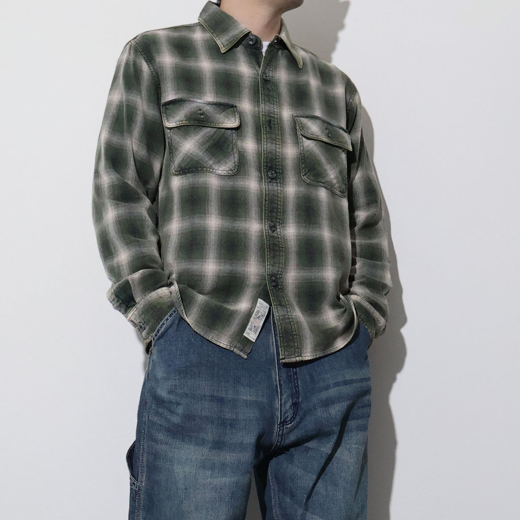 HOUSTON / 41371 VINTAGE OMBRE CHECK FLANNEL SHIRT