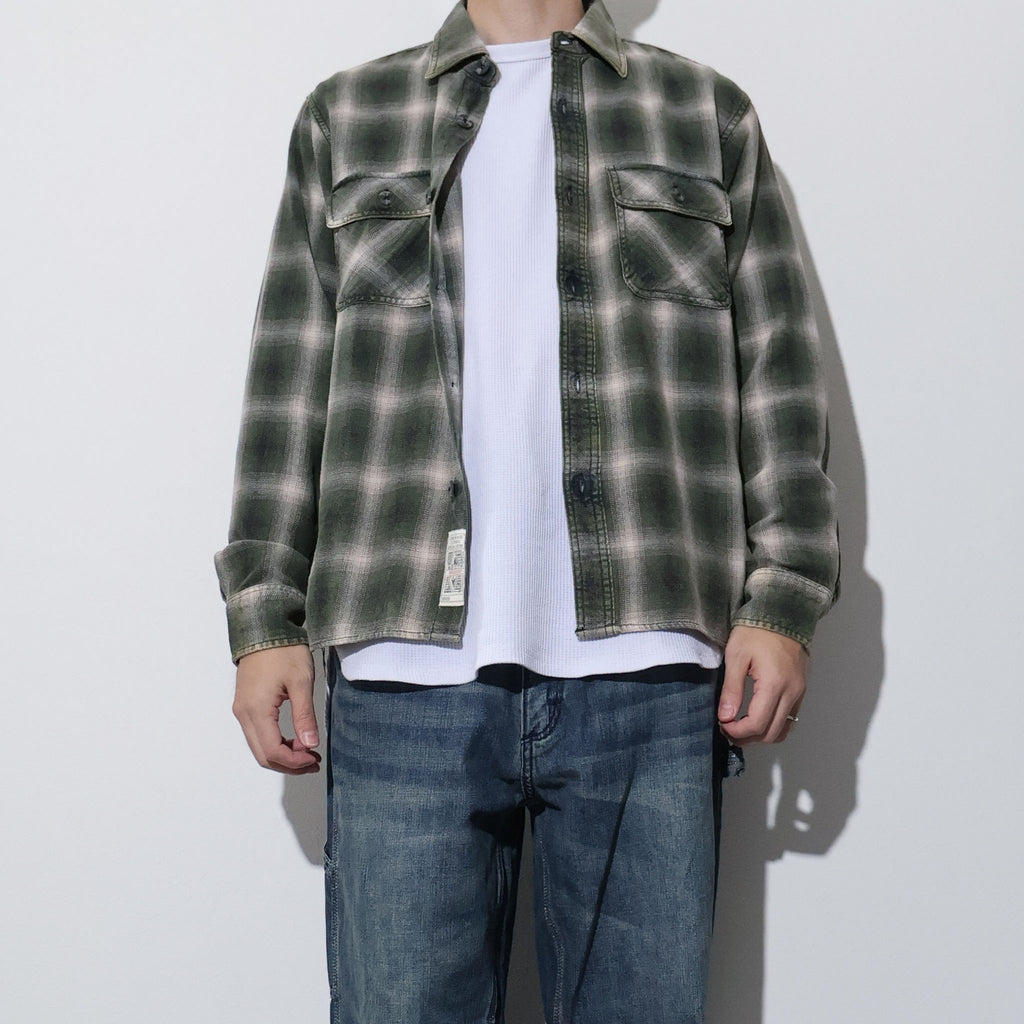 HOUSTON / 41371 VINTAGE OMBRE CHECK FLANNEL SHIRT