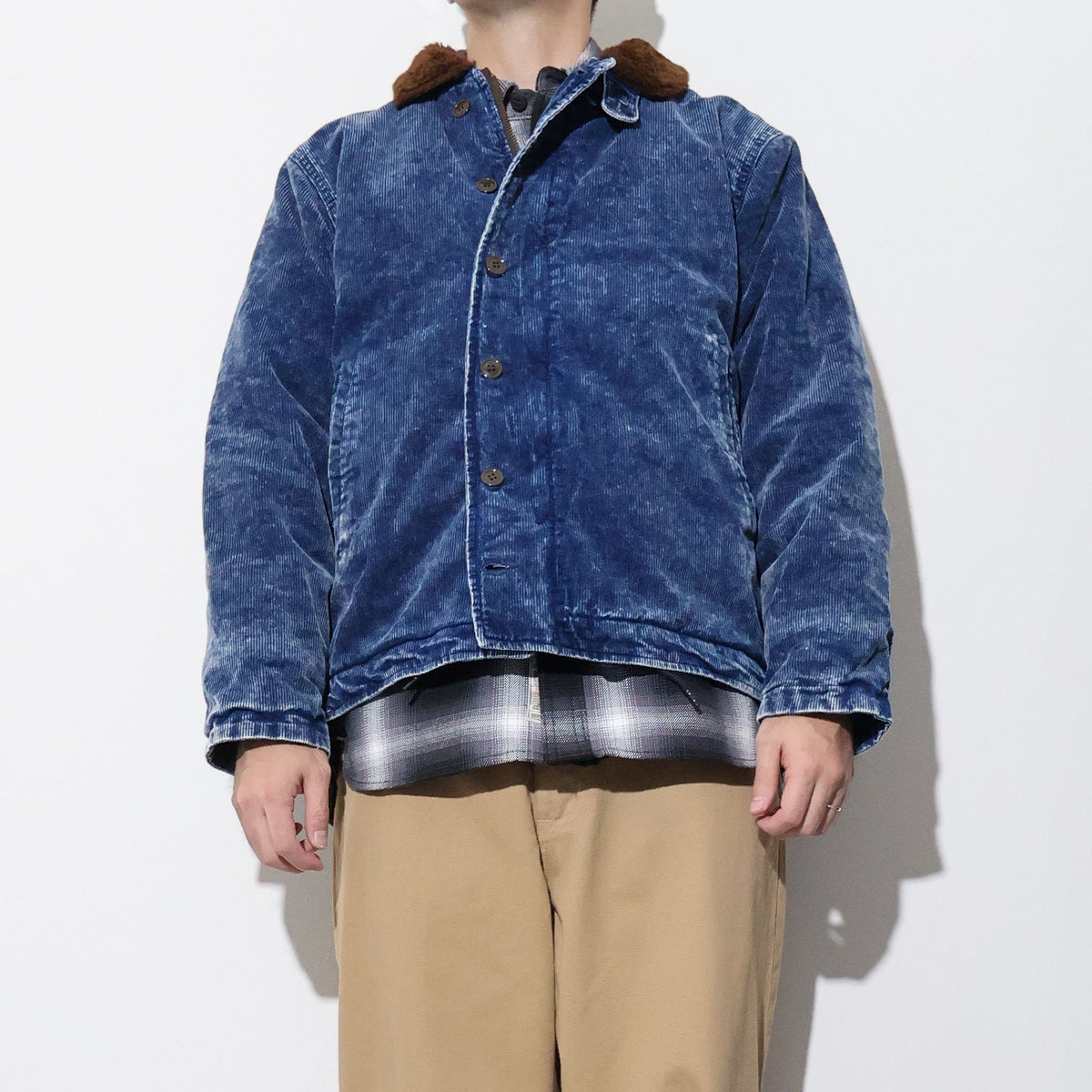 HOUSTON / 51668 INDIGO CORDUROY N-1 DECK JACKET