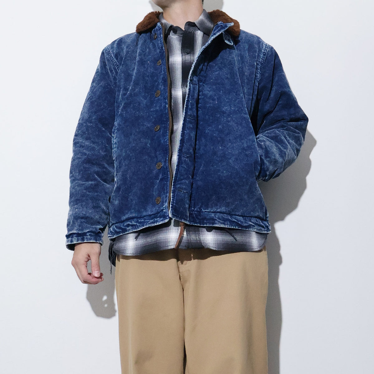 HOUSTON / 51668 INDIGO CORDUROY N-1 DECK JACKET