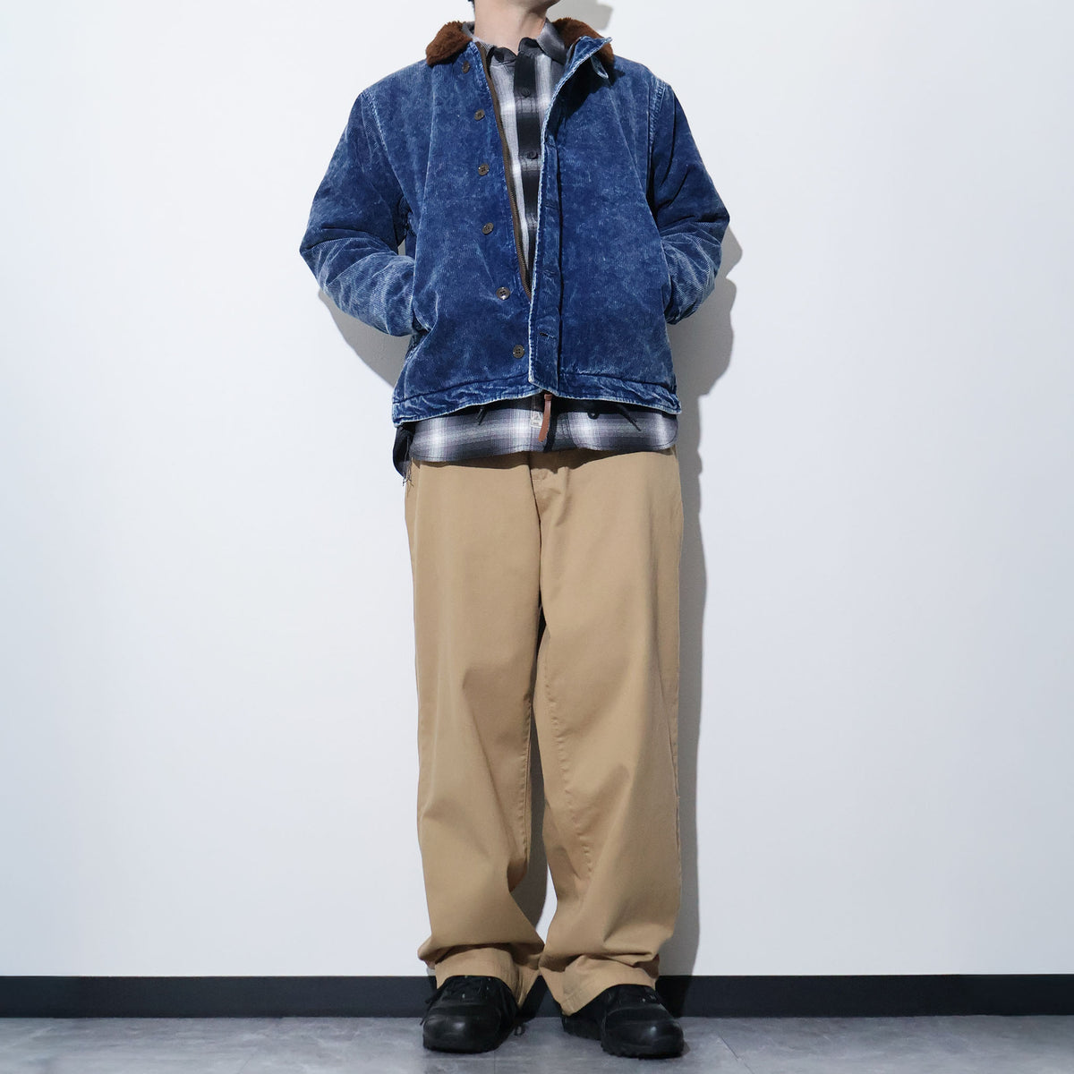 HOUSTON / 51668 INDIGO CORDUROY N-1 DECK JACKET