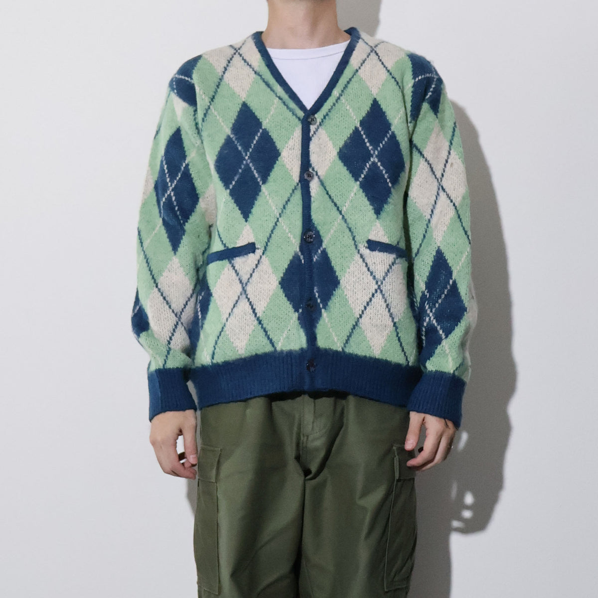 UNIVERD72 / 22444 MOHAIR TOUCH CARDIGAN (ARGYLE)