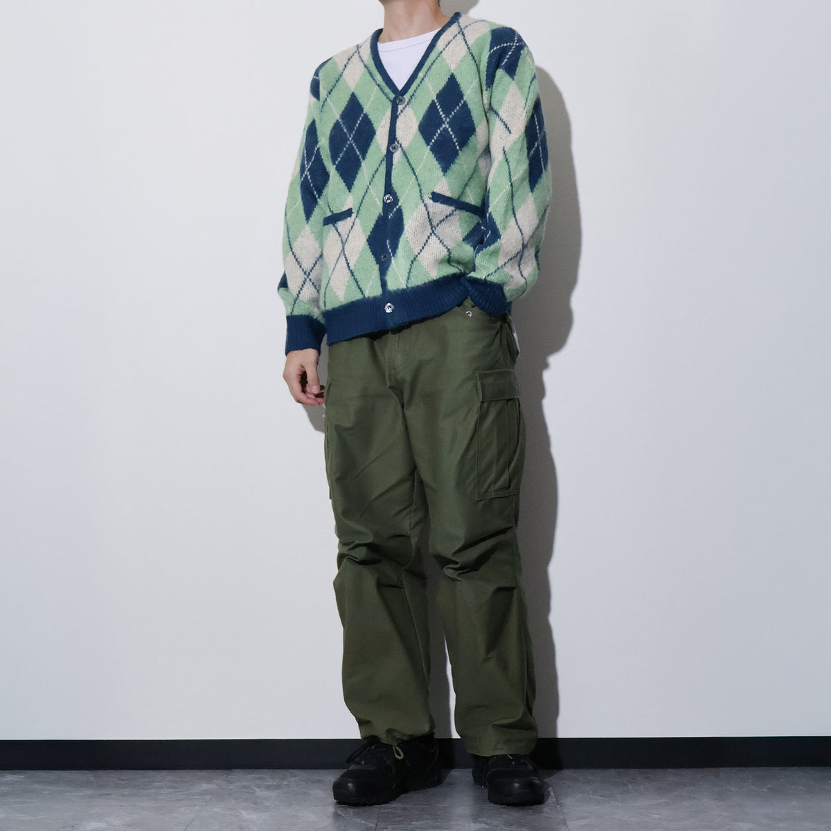 UNIVERD72 / 22444 MOHAIR TOUCH CARDIGAN (ARGYLE)