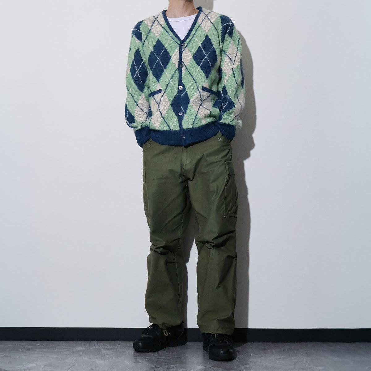 UNIVERD72 / 22444 MOHAIR TOUCH CARDIGAN (ARGYLE)