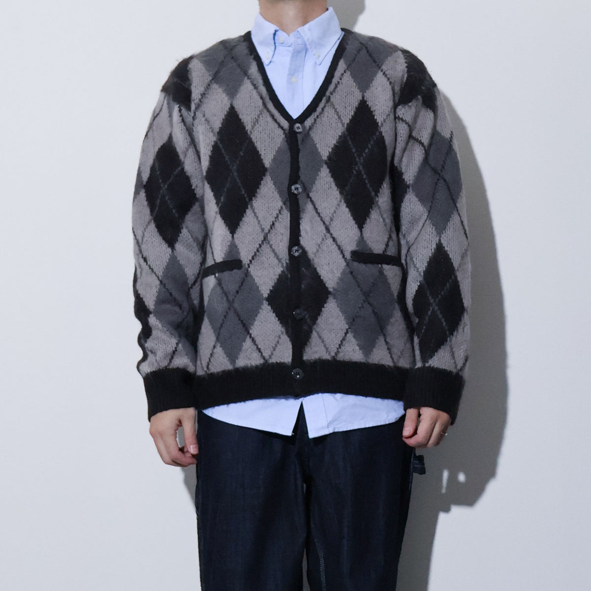 UNIVERD72 / 22444 MOHAIR TOUCH CARDIGAN (ARGYLE)