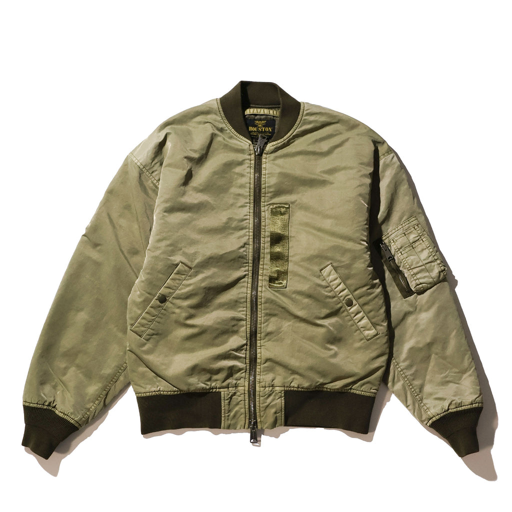 HOUSTON / 51505 PIGMENT DYE RELAX MA-1 FLIGHT JACKET OLIVE DRAB