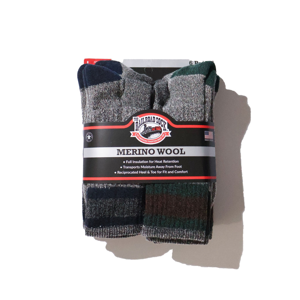 RAILROAD SOCK / MEN'S 6PACK MERINO WOOL CREW BOOT SOCKS