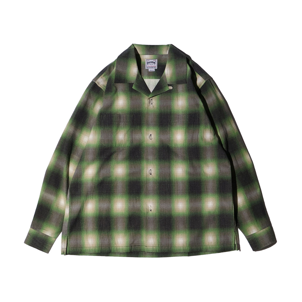 HOUSTON / 41358 PRINT FLANNEL OPEN COLLAR SHIRT