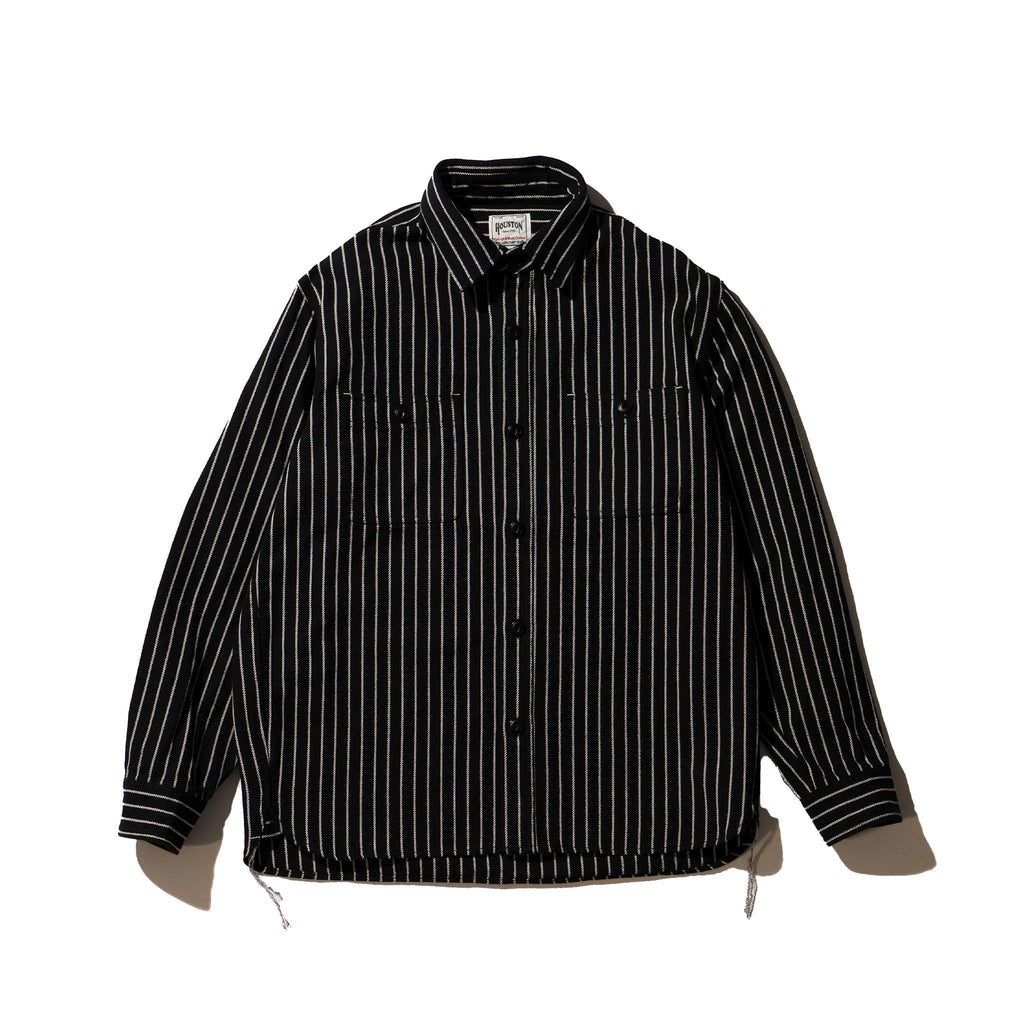 HOUSTON / 41255 STRIPE VIYELLA SHIRT BLACK