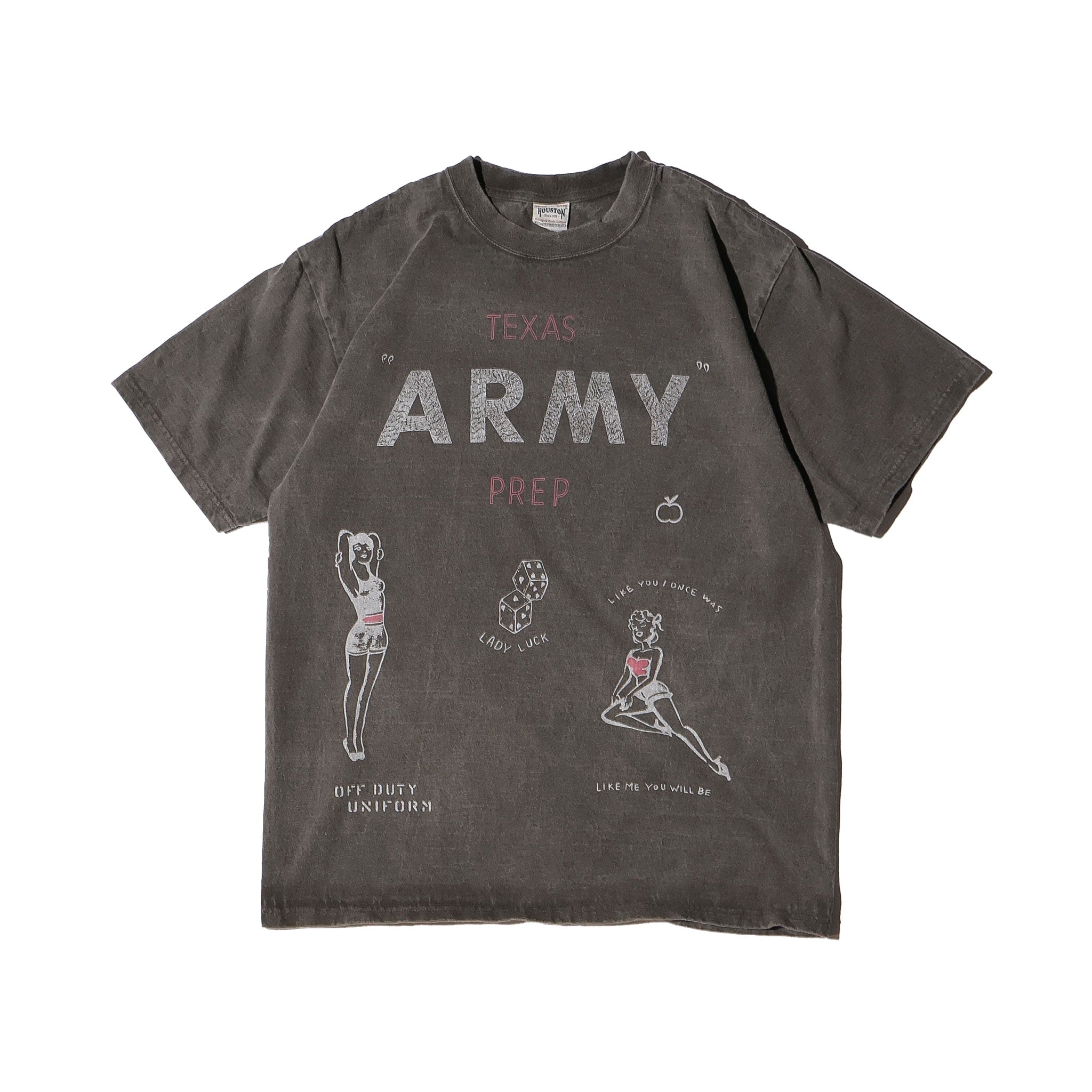 HOUSTON / 22423 PIGMENT PRINT TEE (ARMY) MADE IN JAPAN - TRUTH